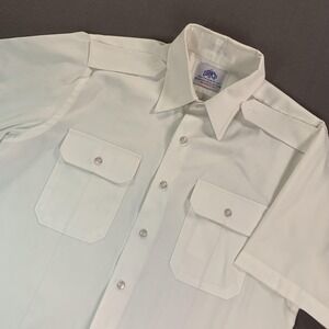 DSCP Garrison Collection Shirt Mens 16.5 White Solid Short Sleeve Dress Uniform